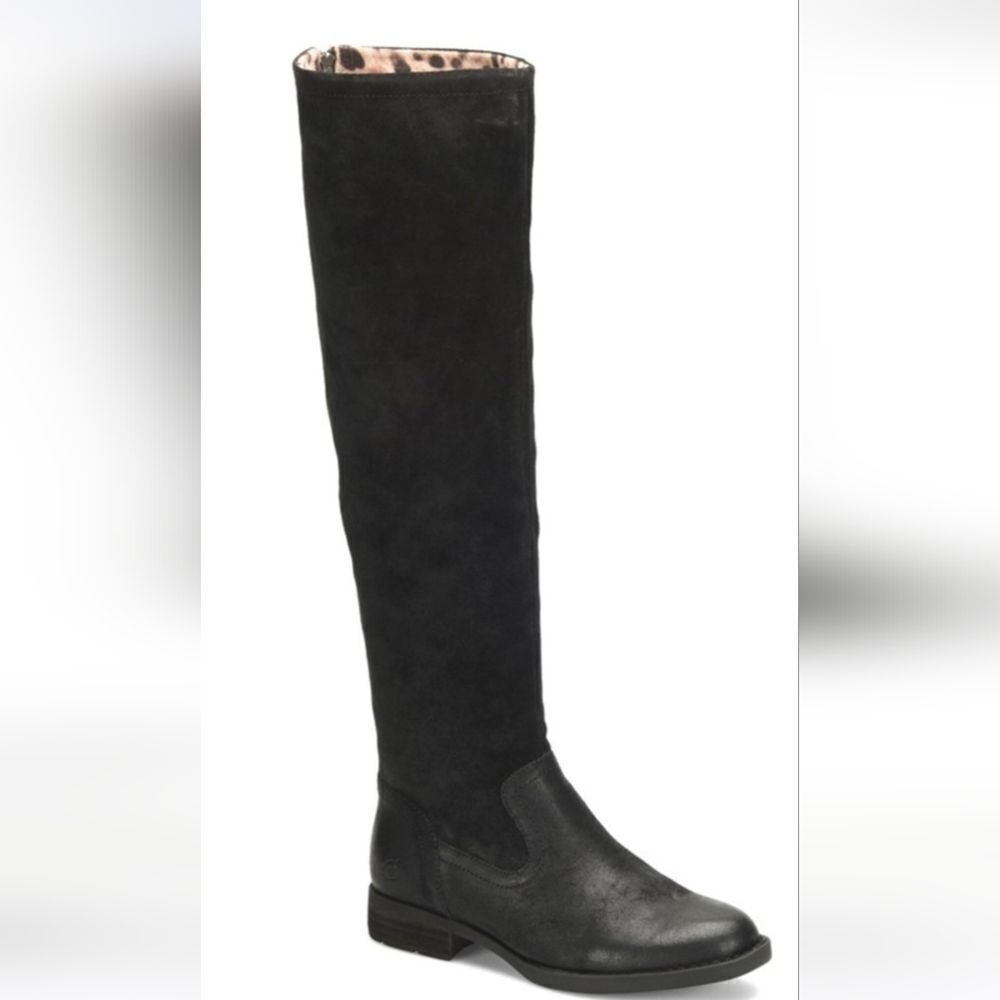 New BORN tall black costal cowgirl BORMAN OVER KNEE DISTRESS BLACK SUEDE BOOTS